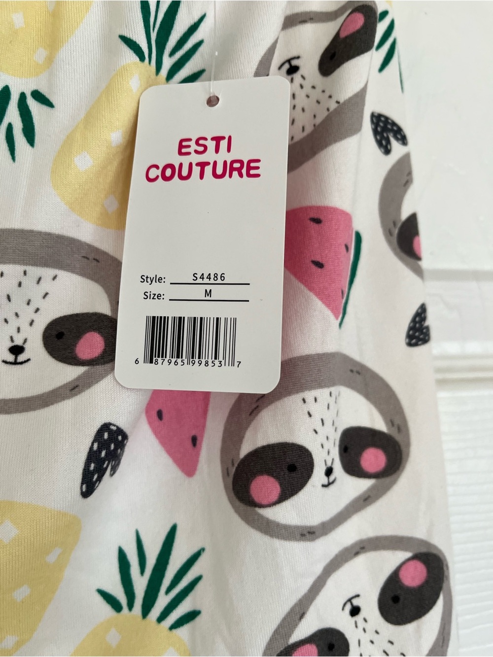 Women’s White Sloth & Fruit Printed Pajama Shorts - Picture 10 of 10